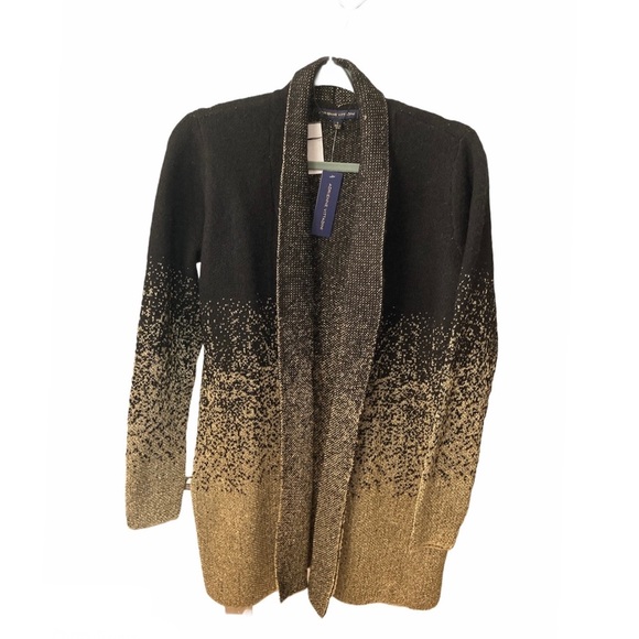 ADRIENNE VITTADINI Black & Gold Long Sleeves Classy Stylish Cardigan S/M - Picture 1 of 8